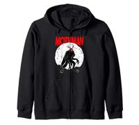 Full Moon Red Eyed Mothman Cryptid Cryptozoology FolkLore Zip Hoodie