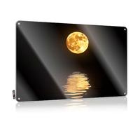 Full Moon Reflected In Water. Cool Wall Art Metal | Retro Gift For Him Decorative Wall Art(20X30CM)