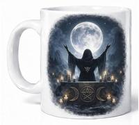 Full Moon Ritual Altar Mug - Wiccan Ceremony Pentagram Art Gift Mug