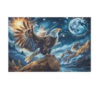 Full Moon Starry Sky Flying Bald Eagle 1000 Piece Count Premium Jigsaw Puzzle Animal Pet Doll For Adults Teens 14+ Concentration Training Indoor Game Family Game Night 1000 PCS