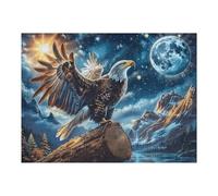 Full Moon Starry Sky Flying Bald Eagle 500 Piece Complete Premium Jigsaw Puzzle Collectors Mind Relaxation Educational Decorative Puzzle Gifts for Adults Premium Cardboard 500 PCS/52×38cm