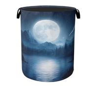 Full Moon Starry Sky Forest Laundry Basket - Heavy Duty 60L Dirty Clothes Organizer, Water Resistant Foldable Hamper for Men Women