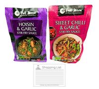 Full Moon Stir Fry Sauce 2 Pack - Sweet Chilli & Garlic + Hoisin & Garlic | Asian Cooking Sauce | Perfect for Noodles, Rice & Wok Meals | Includes Free Gifty Goodness Shopping List