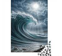 Full Moon Storm Waves 1000 Piece Puzzle Home Decor Retirement Gift Housewarming Gift for Family Weekend Activity Participants 38x26cm/1000pcs