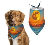 Full Moon Sunrise Over The Ocean Cute Dog Bandana Triangle Adjustable Washable