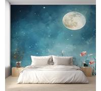 Full Moon Wallpaper for Living Room, Star Night Sky Wall Mural for Bedroom 130x80 cm, Non-Woven Photo Wallpaper, Home Decor D&O50