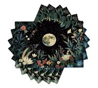 Full Moon Wildflowers Weeds Placemats for Dining Table Set of 6 | Tranquil Healing Plants Washable Heat-Resistant Placemats Decor for Kitchen Indoor Outdoor Patio Party 45x30cm