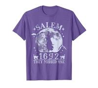 Full Moon Witch Salem 1692 They Missed One T-Shirt, Men, Purple Heather, 3X-Large