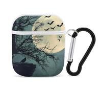 Full Moon with Bats Crow Stylish Printed Bluetooth Headset Protective Cover Compatible with AirPods 1/2 with Buckle
