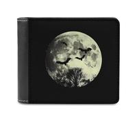 Full Moon with Bats Leather Men's Bifold Wallet Minimalist Credit Card Holder Simple Coin Purse with Hidden Slots