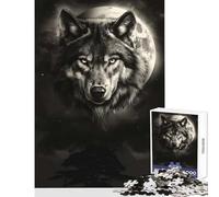 Full Moon Wolf Hard Jigsaw Puzzle for Adults 1000 Pieces Birthday Gifts Difficult Hard Home Decoration Toys for And 14 Years And over (50x75cm)