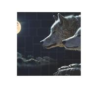 Full-Moon Wolves 3D Printed Square Jigsaw Puzzle 12.8x12.8 CM, Puzzle Challenging Game for Adults Gifts, Family Fun Decorative Wall Decor