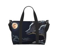 Full-Moon Wolves 3D Printed Travel Duffel Bag Foldable Gym Duffel Bag Suitable for Travel Work Gym etc