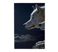 Full-Moon Wolves 3D Printed Wooden Puzzle 1000 Piece, Cute Puzzle Game in Plastic Box for Family Entertainment and Brain Training Gifts