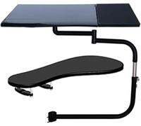 Full Mot Laptop Desk Clamp Keyboard Holder + Square Mouse Pad + Chair Arm Elbow Wrist Support Pad (Black) - Ultimate t for Gaming & Office