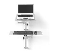 Full Motion Adjustable Laptop Holder - Wall Mount Articulating Arm With Vented Cooling Tray, Adjustable Height & Angle, Holds 8kg For 10-15.6 Inch Screens