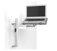 Full Motion Adjustable Laptop Holder - Wall Mount Articulating Arm With Vented Cooling Tray, Adjustable Height & Angle, Holds 8kg For 10-15.6 Inch Screens
