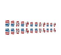 Full Nails Coffin 24Pcs Independence Day Nail Flake Medium Long American Flag Nails Rocket Independence Day Design Independence Day Square False Nails Full Cover Press on Nails Coffin Clear Long