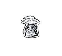 Full Of Anxiety And Microplastics Chaotic Cat Lover Enamel Pin, Sarcastic Anxiety Awareness Pin Brooch For ADHD Anxious Friend, Mental Health Awareness Brooch Badge, Funny Existential Humor Lapel