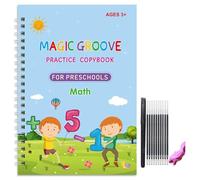 Full of Carts Hand Writing, Fullofcarts Writing Books with Aid Magic Pen Set, Magical Handwriting Workbooks, Reusable Practice Copybook for Children's Learning, Grooves Template Design(Math)