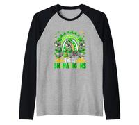 Full of Shenanigans St. Patrick's Day Three Cute Raccoons Raglan Baseball Tee