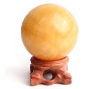 Full of texture 1PC Natural Yellow Jade Sphere with Holder Crystal Ball Home Office Feng Shui Decoration Handmade Gemstone Gift ( Color : Style 12 Ball With Base , Size : Ball size 2.16-2.36in )