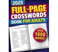 Full Page Crossword Book For Adults: 40 Themed Full-Page Puzzles with over 1,600 Words | Adult Puzzle Book for Brain Training, Relaxation & ... Sports, Cooking, History, Movies, TV & More