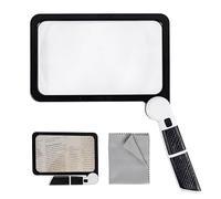 Full Page Magnifier with Light,Large Magnifying Glass for Reading,5X Magnifier for Seniors,Square Magnifying Glass Handheld,Lighted Book Magnifier,Big Vision Magnifier for Macular Degeneration