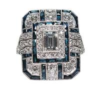 Full Pear Shape Ring Jewelry Birthday Proposal Bridal Engagement Ring Monogrammed Rings for Women (Blue, 12)