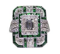 Full Pear Shape Ring Jewelry Birthday Proposal Bridal Engagement Ring Monogrammed Rings for Women (Green, 8)