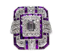 Full Pear Shape Ring Jewelry Birthday Proposal Bridal Engagement Ring Monogrammed Rings for Women (Purple, 13)