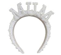 Full Pearls New Mom Headband Hair Hoop Baby Shower Party Decorations Shinning Bead Headband for Baptism