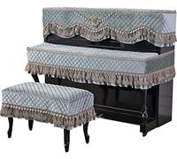 Full Piano Cover, Modern Piano Cover European Style Embroidery Fabric Simple Half Towel((two seat type))