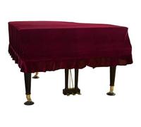 Full Piano Cover Soft Bordered Gold Velvet Protective Anti Scratch Resistant Triangle Macrame Decorated for Piano(Burgundy,180cm)