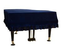Full Piano Cover Soft Bordered Gold Velvet Protective Anti Scratch Resistant Triangle Macrame Decorated for All Upright Pianos(Blue,160cm)
