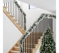 Full Pine Pre Lit Garland with White and Gold Decorative Features for Enhancing Festive Home Environments (2.7 m silver)