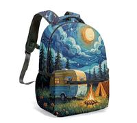 Full Print Backpack 16 Inch Camping RV Pine Tree Design Outdoor Hiking Bag for Kids Students Minimalist Nature Pattern (02)