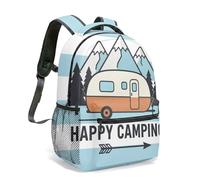 Full Print Backpack 16 Inch Camping RV Pine Tree Design Outdoor Hiking Bag for Kids Students Minimalist Nature Pattern (04)