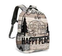 Full Print Backpack 16 Inch Camping RV Pine Tree Design Outdoor Hiking Bag for Kids Students Minimalist Nature Pattern (01)