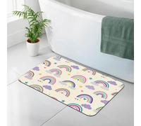 Full Printed Rainbow Clouds 20x32 Inch Versatile Diatomaceous Earth Bath Door Rug, Non Skid Soft Absorbent Floor Carpet, Suitable For Entryway, Bedroom, Bathroom, Balcony, Study Room Desktop