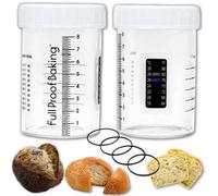 Full Proof Baking Sourdough Starter Jars with Date Mark Thermometer Tracker Notes Bands - 2-Pc 10oz Small Glass Jars for Sourdough w/Lid - Sourdough Bread Starter Feeding Gift Set- Home Baking Kit