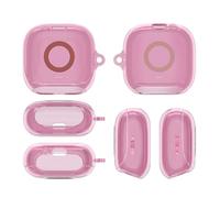 Full Protective Crystal Clear Soft Cover Case,Shockproof TPU Protective Case with Metal Hook for Anker Soundcore Liberty 5 Pro，Transparent Pink
