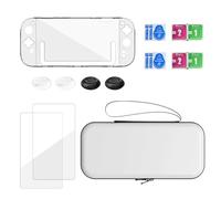 Full Protective Kits for NSW2 Gaming Console Includes Carrying Case Hard Shell Covers Glass Screen Protector Thumb Grips Antiscratch Screen Protector Film