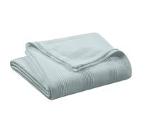 Full/Queen Size 100% Cotton Blanket | Super Soft Breathable Lightweight Throw Blanket | All-Season Knit Blanket | Versatile Hotel Luxury | Easy Care Full Size Cotton Blanket | Oeko-Tex Blanket | Blue