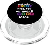 Full Rainbow Just Make It Exist First Quote Text Art PopSockets PopGrip for MagSafe