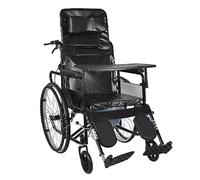 Full Reclining Folding Wheelchair with High Back, Aluminum Alloy Frame, Supports 265lb for Portable Use and Shower