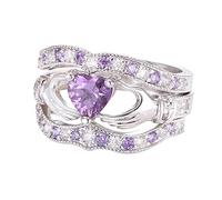 Full Ring Drop Lover Water Shaped Diamond Fashion Hollow Ring Rings Christmas Bow Rings for Women (Purple, 6)