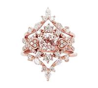 Full Ring Gold Diamond AccessoriesRose Three-Piece Jewelry Rings Seven en Rings (D, One Size)