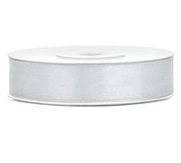Full roll 25m x 25mm Double Faced Satin Ribbon (Silver)