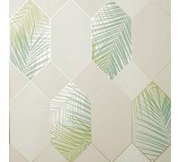 Full Roll Cream Gold Miami Wallpaper Tropical Jungle Geometric Metallic